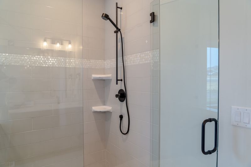 Walk-in Shower with Black Fixtures
